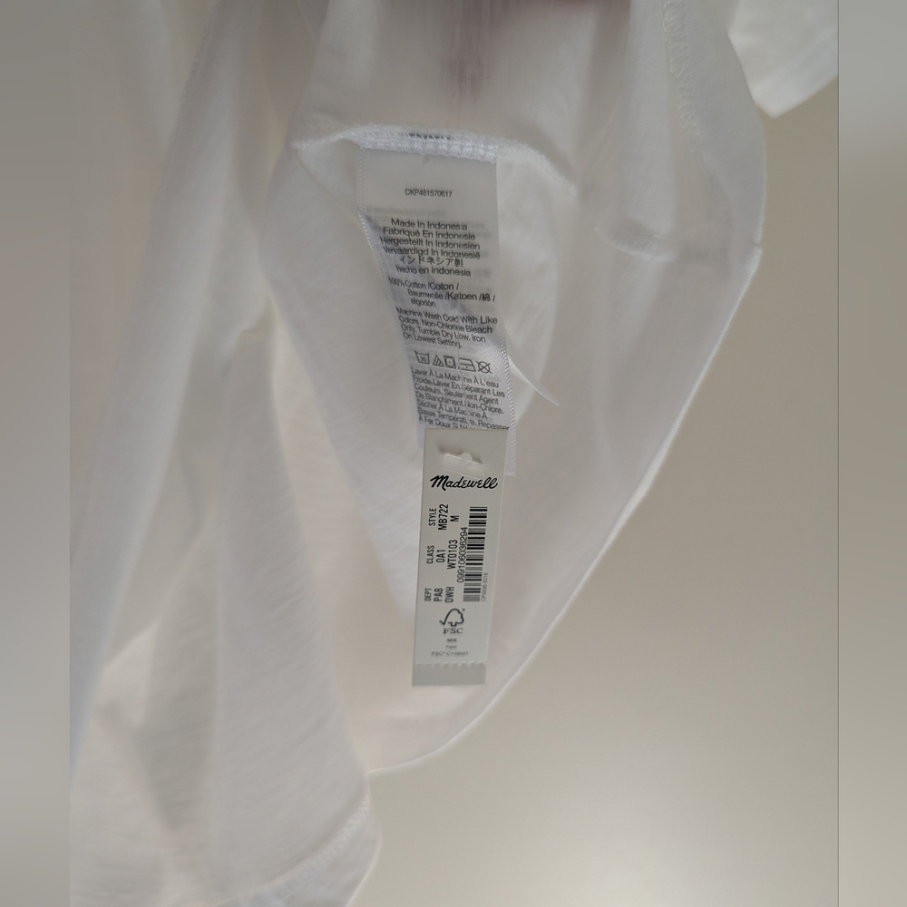 Madewell Women's Whisper Cotton V-Neck Tee White NEW MB722 Casual Layering Top - Picture 6 of 8